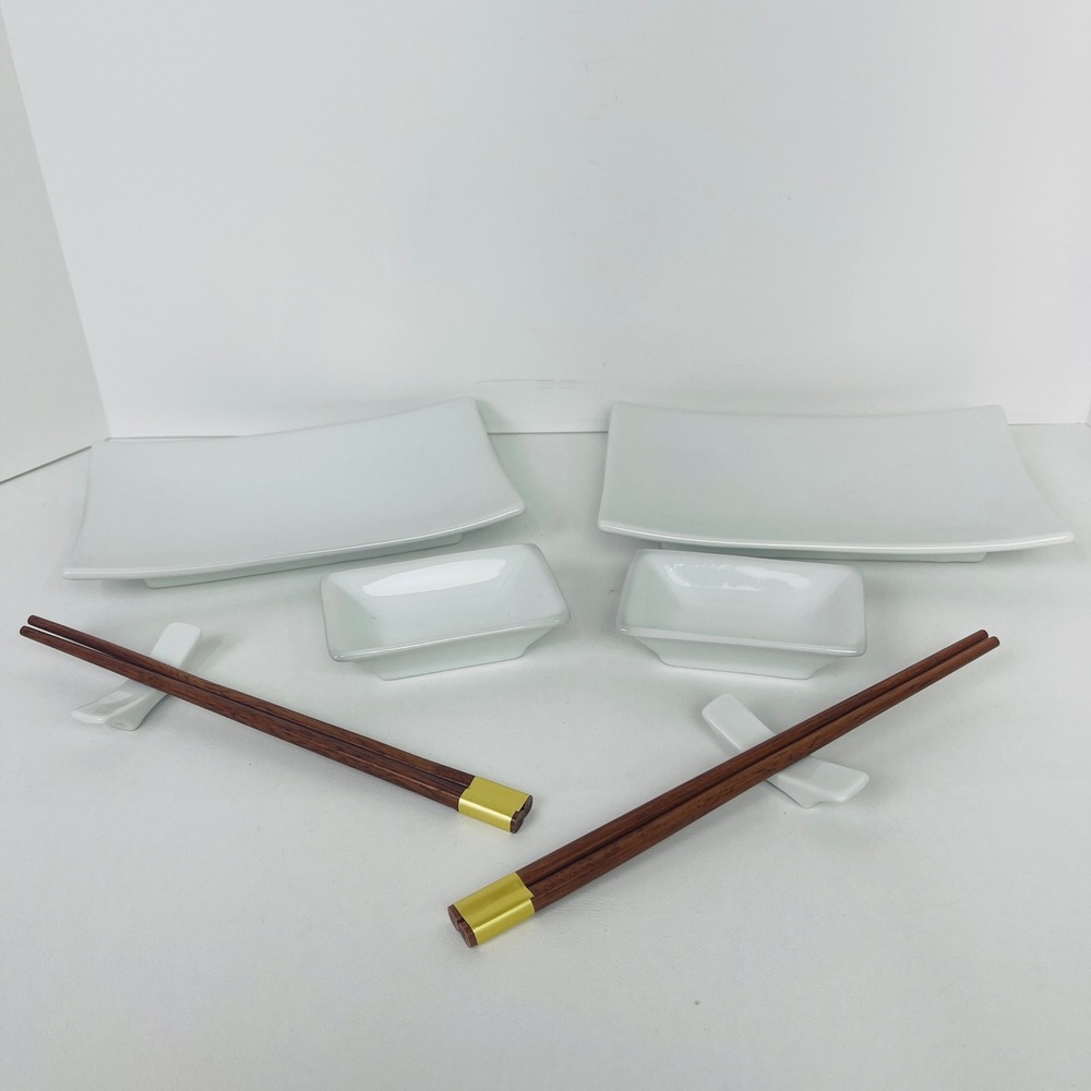 BIA Cordon Bleu Sushi-2-Go 8 Piece Porcelain Sushi Set Service for 2 White NEW